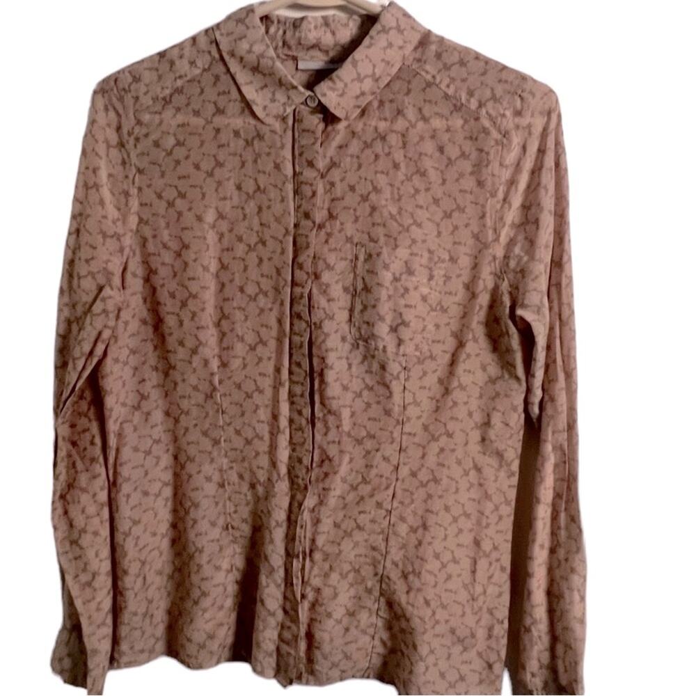 Halogen Silk Blend top Womens Small Long Sleeve abstract print lightweight S